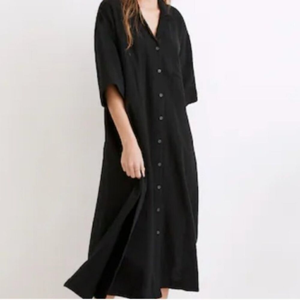 Madewell Lightestspun Cover Up Shirt Dress Relaxed Fit Womens Black Size M